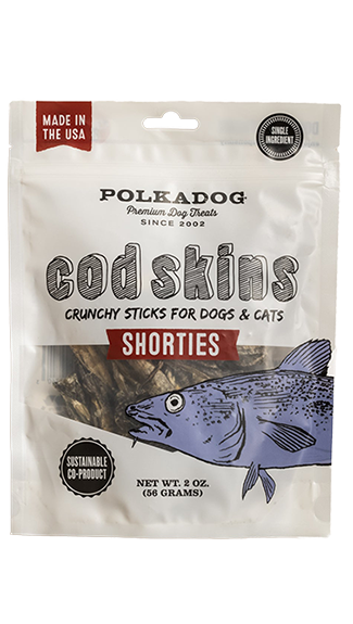 dog treat fish lure Polkadog Single Ingredient Jerky ("Shorties"): Cod Skins
